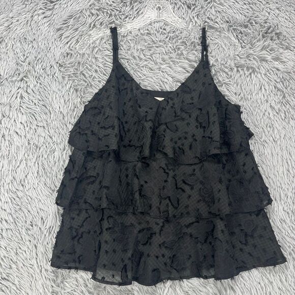 Entro Babydoll‎ Tank Top Women's S Black Tiered Whimsigoth Fairy Grunge Textured - Picture 1 of 10